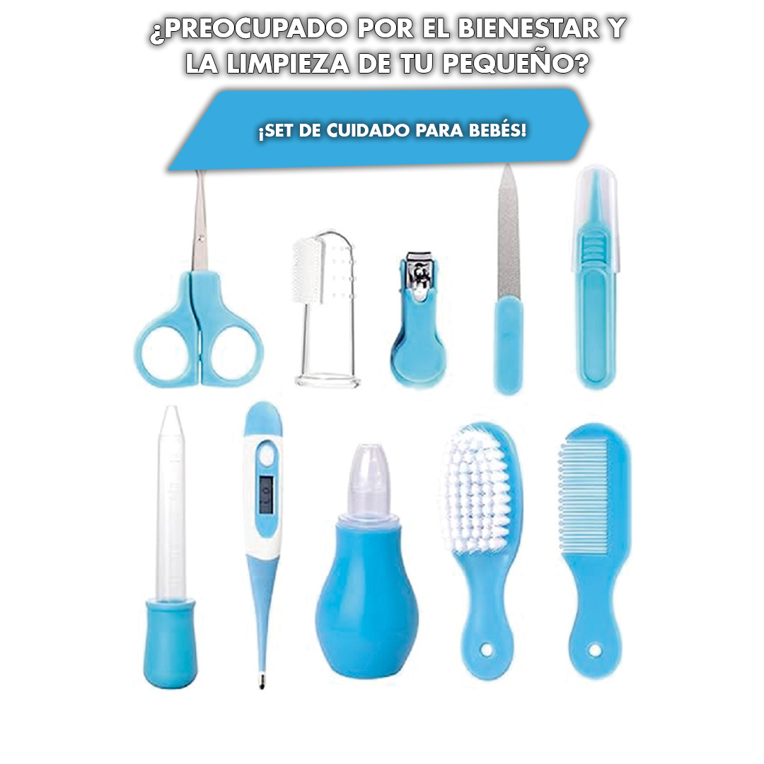 SET PARA CUIDADO DEL BEBÉ 10 EN 1 COLOR CELES — XELO TENGO